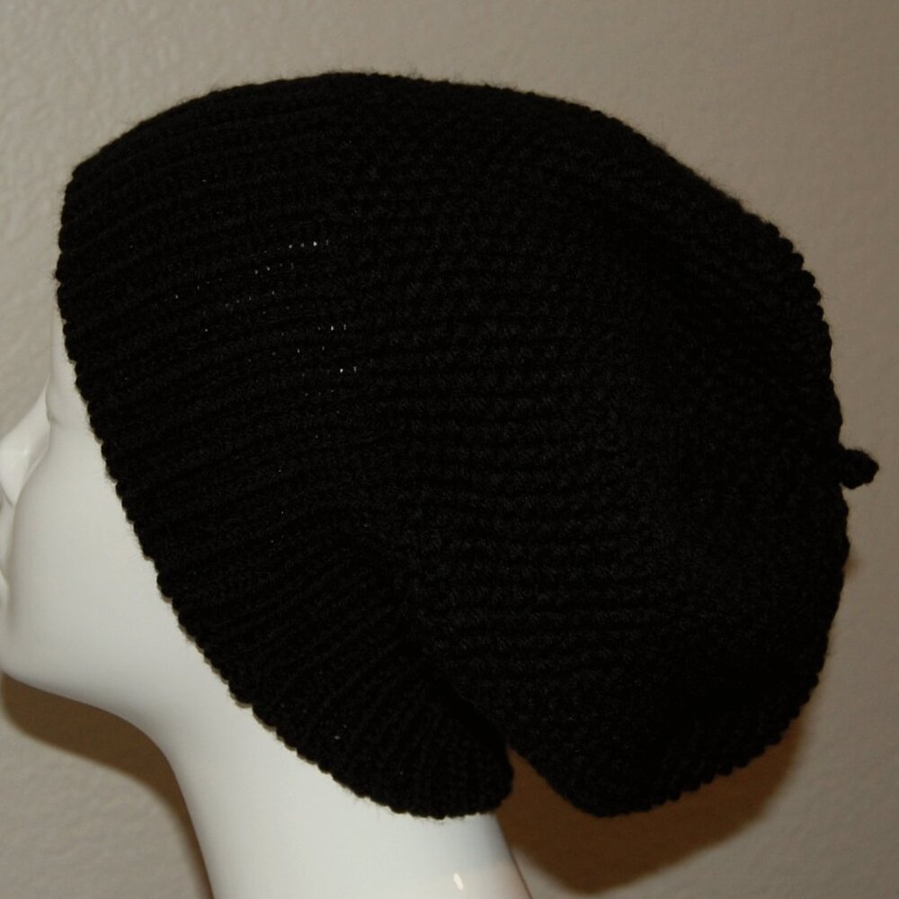 NEW Handmade Black Beret Hat, Women Size M/L - Picture 6 of 9